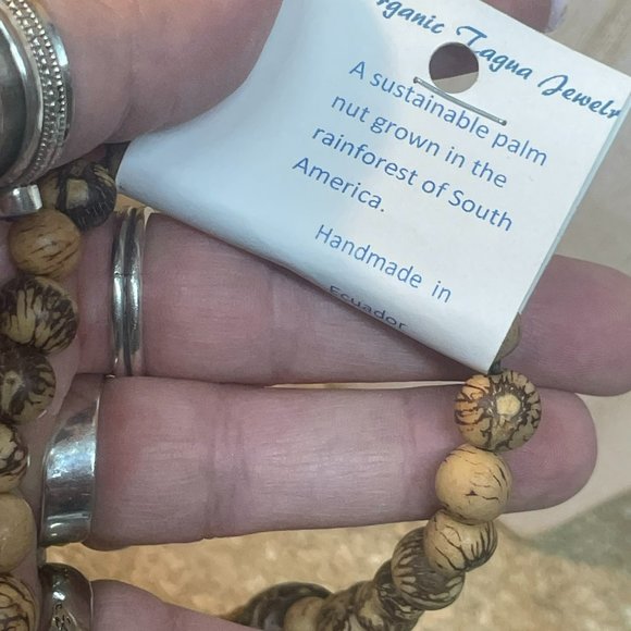 TAGUA NUT BEAUTIFULLY DESIGNED NATURAL & BROWN STYLIZED EXTRA LONG NECKLACE FT - Picture 5 of 9